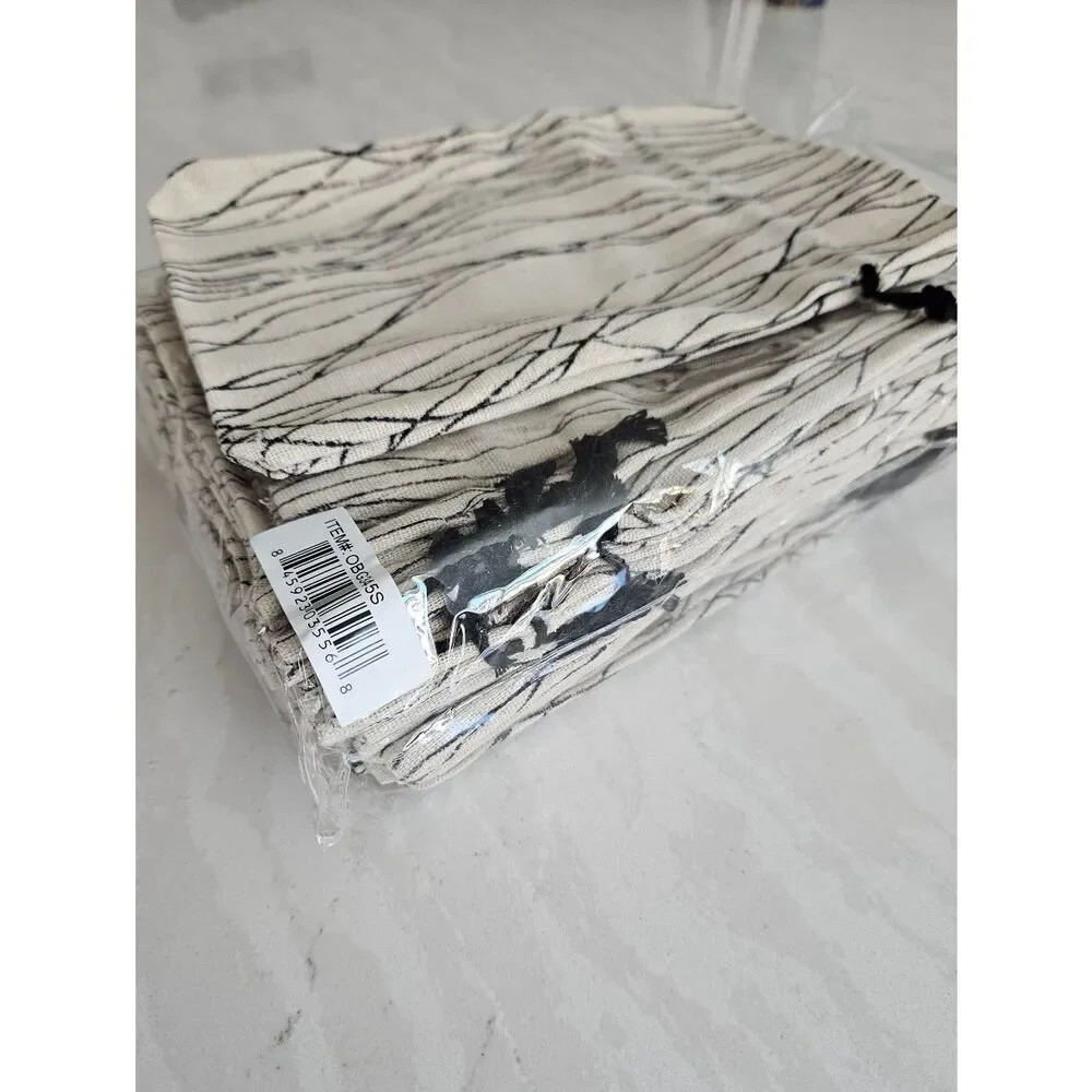 Beige and Black Drawstring Pouch Set Of 20 Medium Size